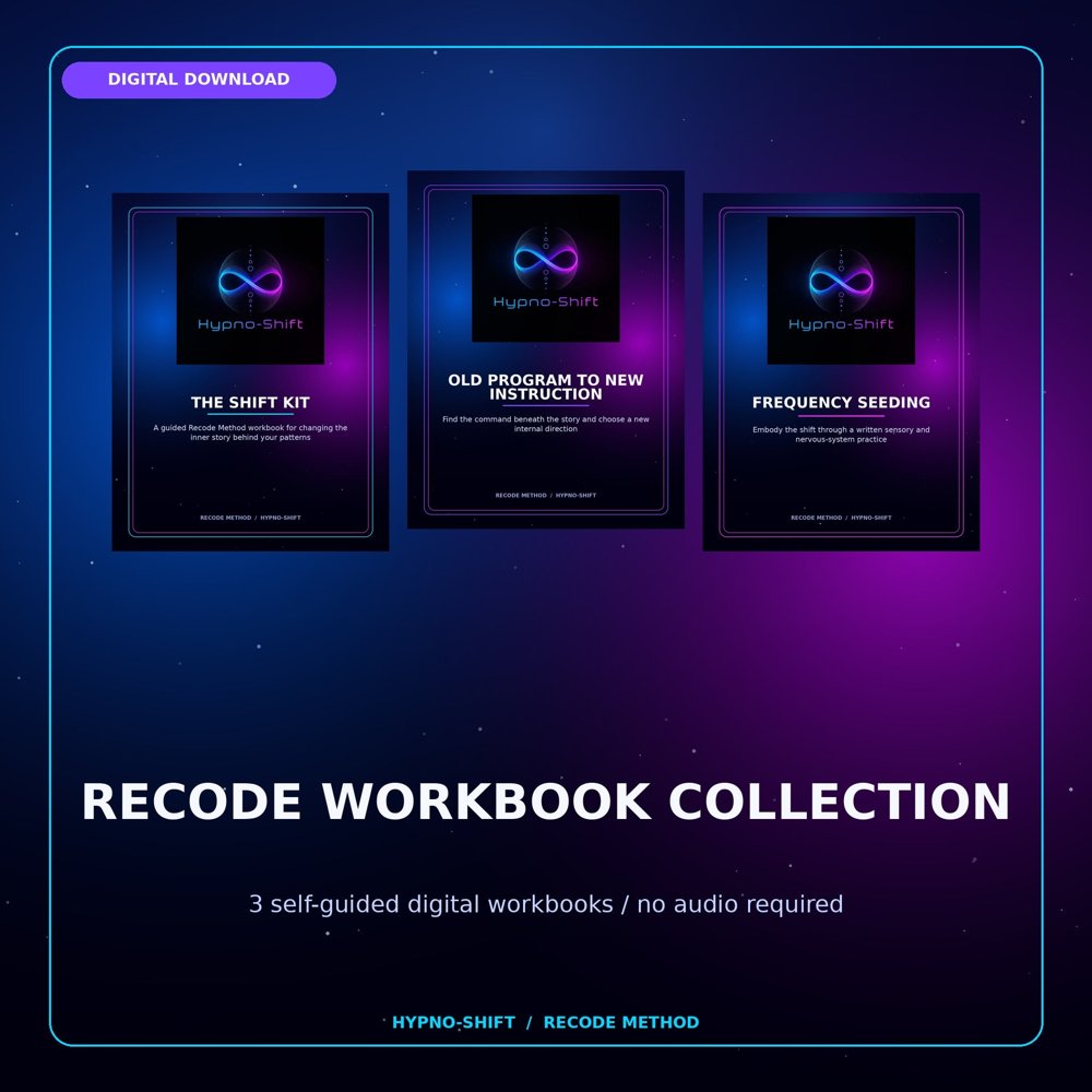 Recode Workbook Collection: three workbook covers